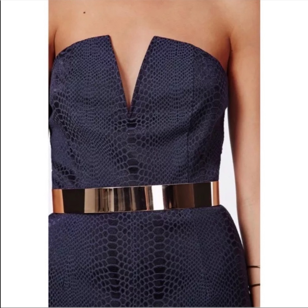 ✨ Missguided Blue Snake Print Jumpsuit Strapless - Picture 2 of 16